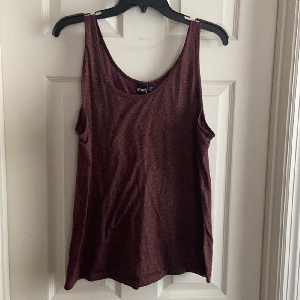 Women’s XXL Cruel Tank Maroon Red w/Gold Metallic